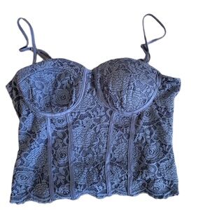 Lily Star Lace Bustier Blue Crop Top